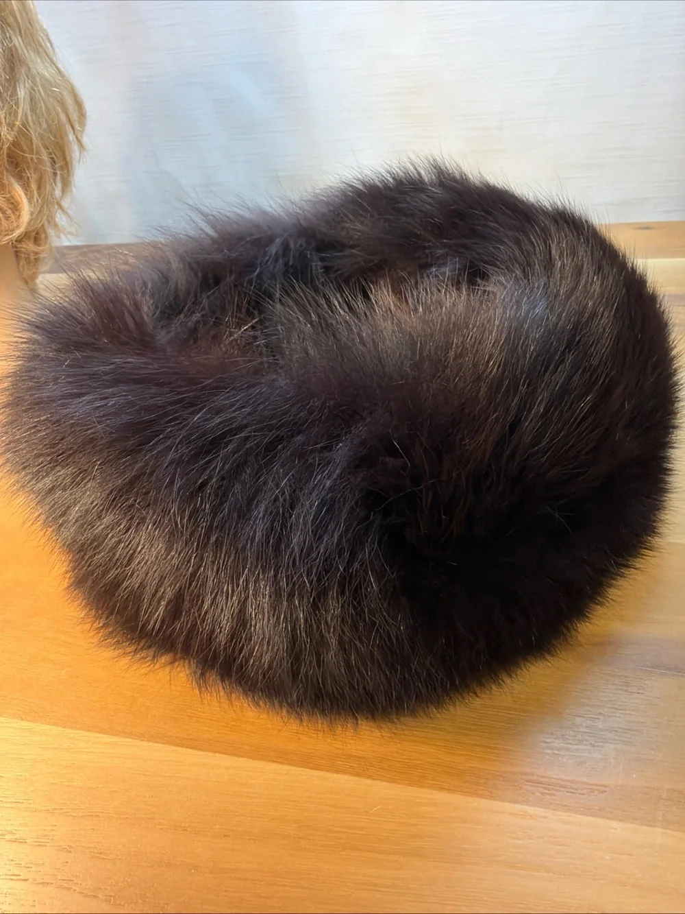 NEW Elegant Winter Women Headband Dark Brown Canadian Fox‎ Fur Sz Adjustable